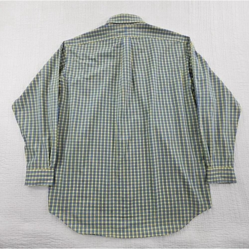 Ralph‎ Lauren Blake Shirt Men's L Yellow Blue Check 100% Cotton EUC Classic LS